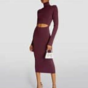 Gauge81 New Suno Burgundy Purple Long Sleeve Turtleneck Cutout Sweater Dress 36